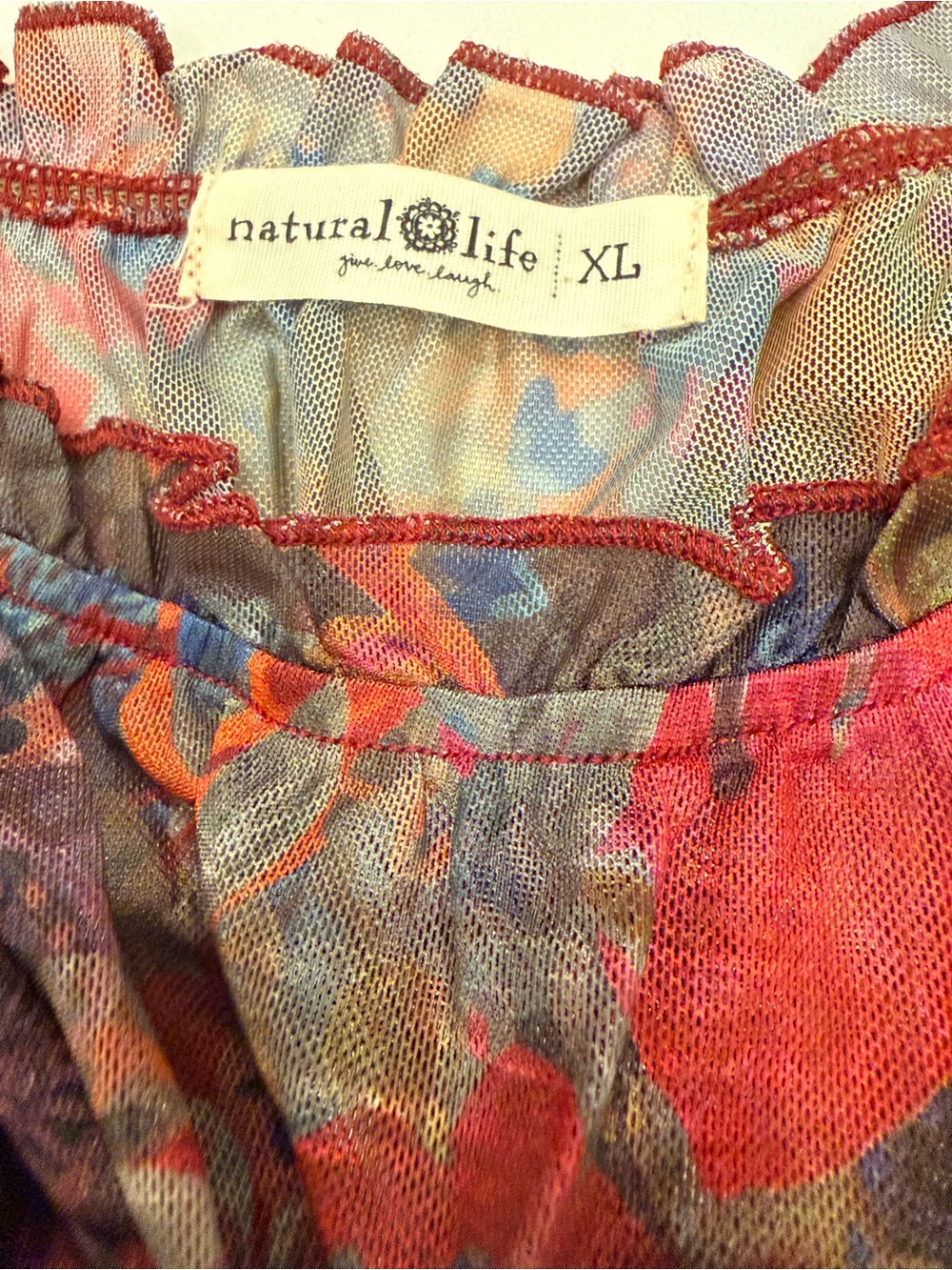 NATURAL LIFE Smocked Floral Top in Pink, Orange, Blue and Green - Picture 2 of 10